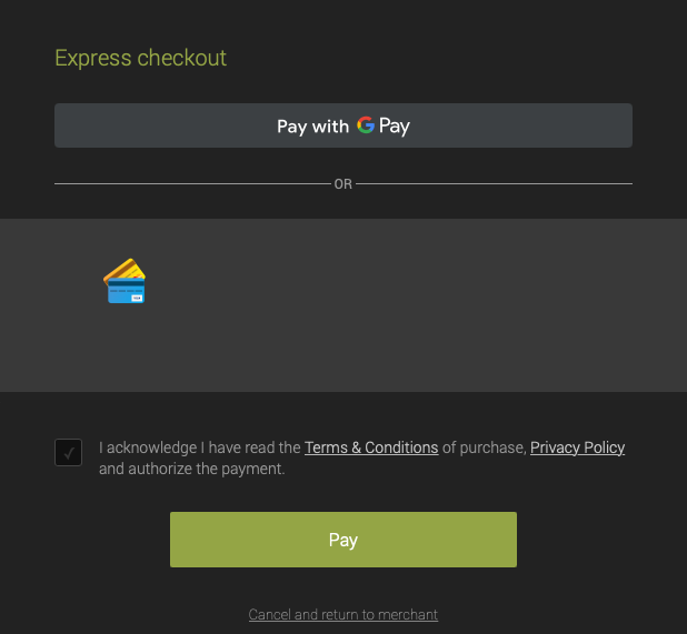 Google Pay Express Checkout button